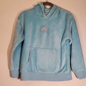 Adidas Girl's Long Sleeve Cozy Fleece Soft Kangaroo Hooded Pullover M 10/12